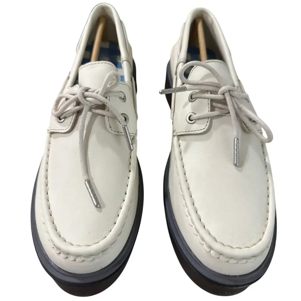 NEW Sperry Women's Bayside Leather Boat Shoe White Size 10M